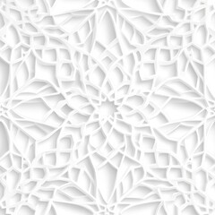 White paper texture with Islamic geometric ornament, seamless pattern