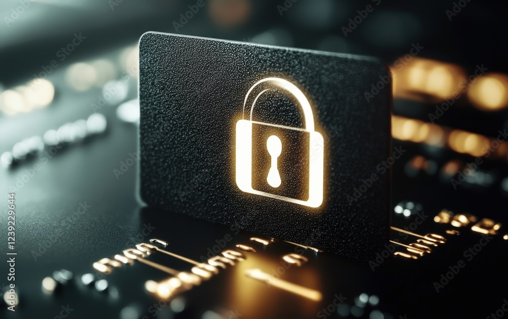 Aufkleber secure credit card image with lock symbol in dark colors