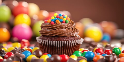 Celebratory atmosphere of a birthday party with cheerful decorations and smiling faces enjoying a cake and delightful moments