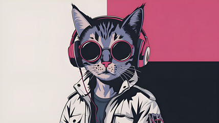 Cat With Headphones wallpaper