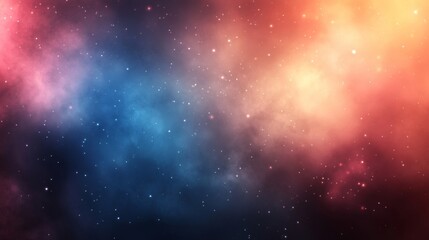 Naklejka premium Cosmic Nebula with Red Blue and Orange Hues