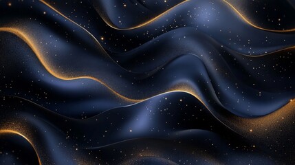 Obraz premium Abstract Dark Blue and Gold Glitter Waves Background