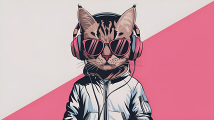 Cat With Headphones wallpaper