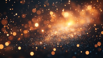 Fototapeta premium Dark Background with Gold and Orange Glitter Sparkles