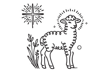 God's sheep one line. Easter lamb. vector illustration