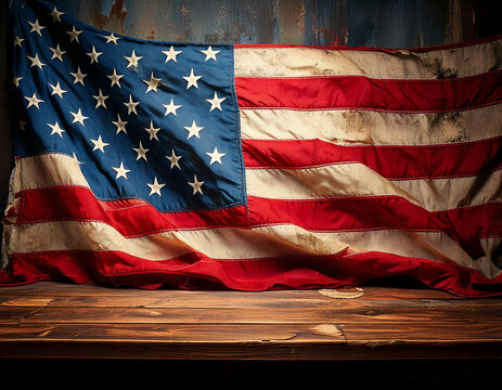 american flag on old wooden wall, american flag on wooden background, 4th of july flag on vintage wood backside template