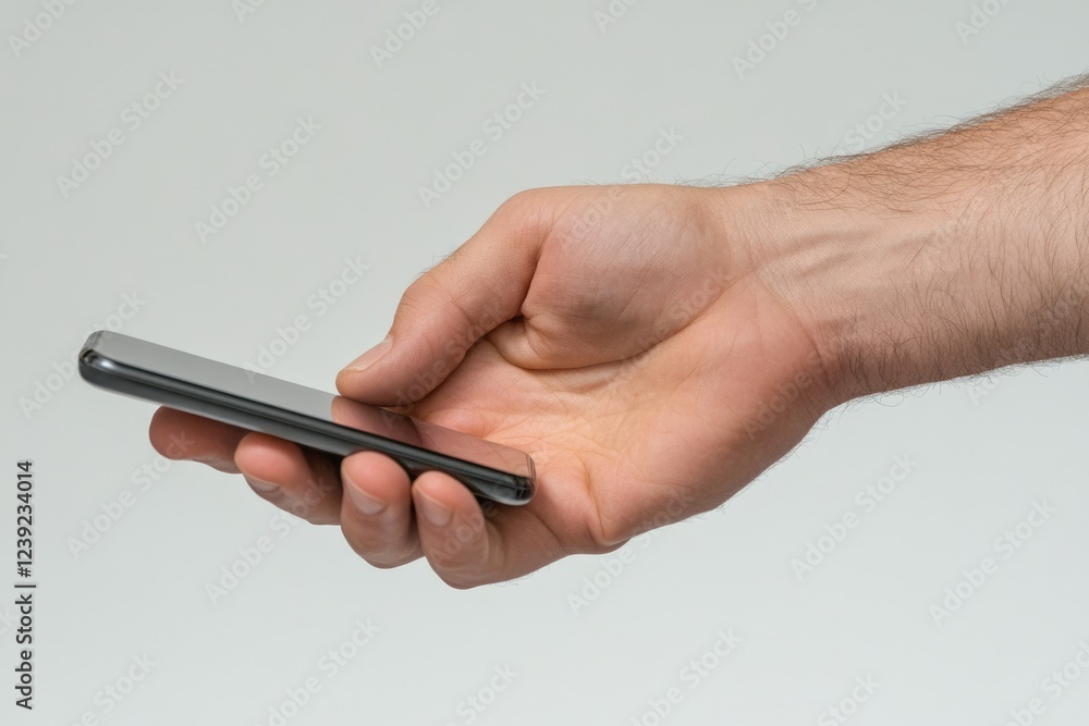 Poster individual interacting with mobile device. close-up of a person touching phone screen with enhanced 