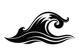 sea wave silhouette, sea wave silhouette isolated on white background. Nature ocean graphic symbol vector illustration  