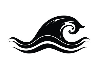 sea wave silhouette, sea wave silhouette isolated on white background. Nature ocean graphic symbol vector illustration  
