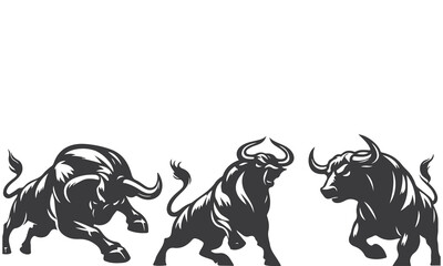 Bull face Silhouette Vector Illustration set