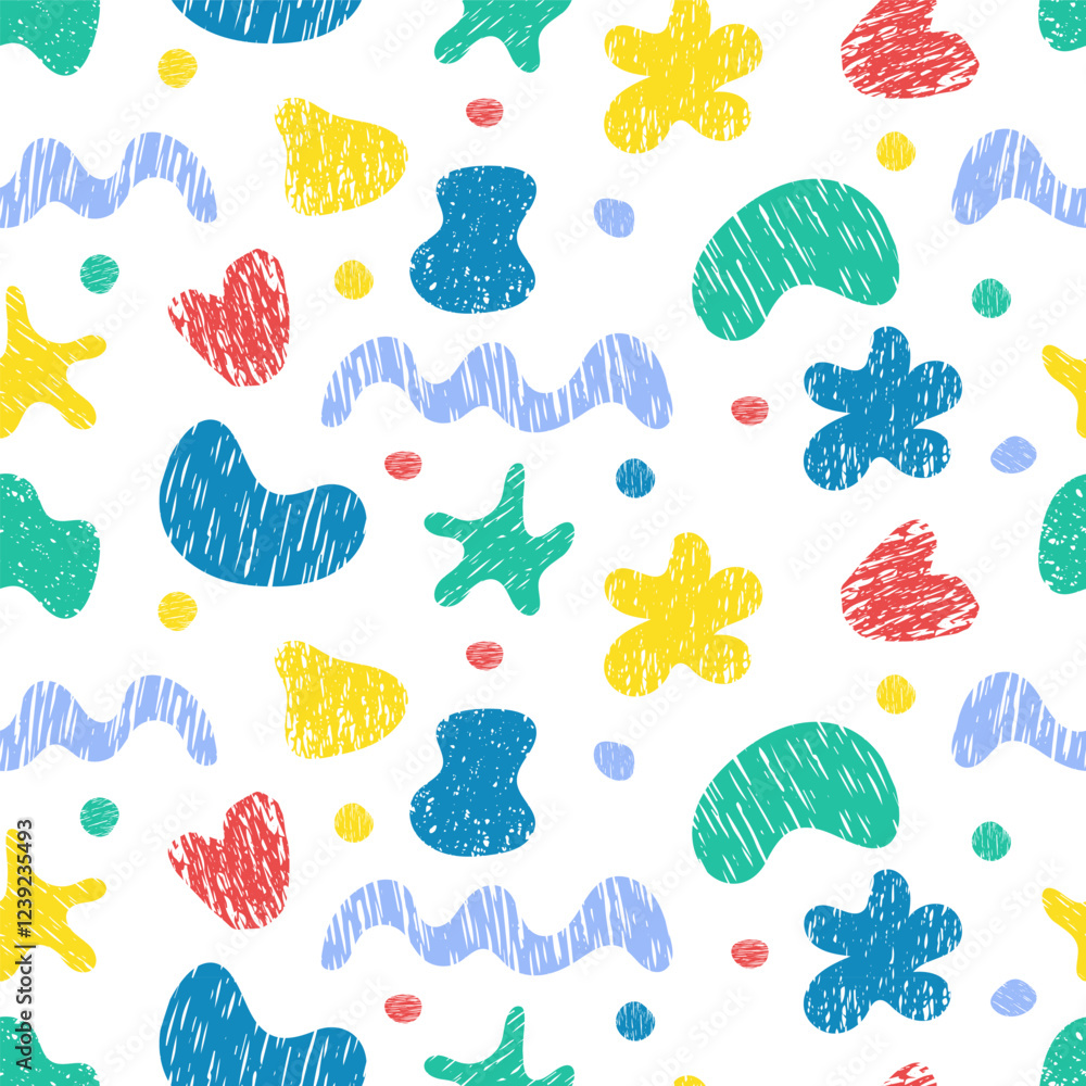 Poster colorful seamless pattern from abstract irregular textured shapes. modern artistic style with organi