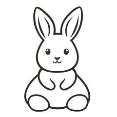 Obraz premium Charming Bunny Silhouette: Cute Outline of a Happy Rabbit for Easter and Spring Themes