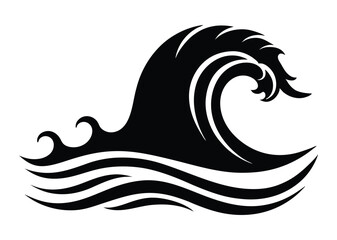 sea wave silhouette, sea wave silhouette isolated on white background. Nature ocean graphic symbol vector illustration  