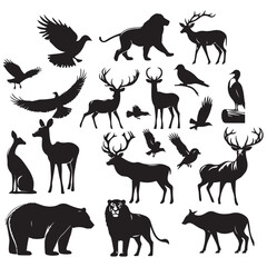 wild animals silhouettes