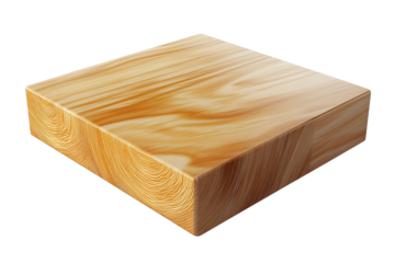 solid wooden block with polished surface isolated png transparent background