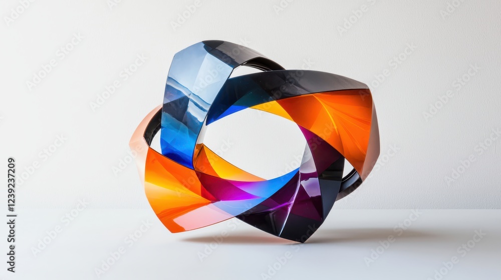 Poster exploring a dynamic abstract sculpture in a modern gallery gigapixel artwork with geometric shapes a