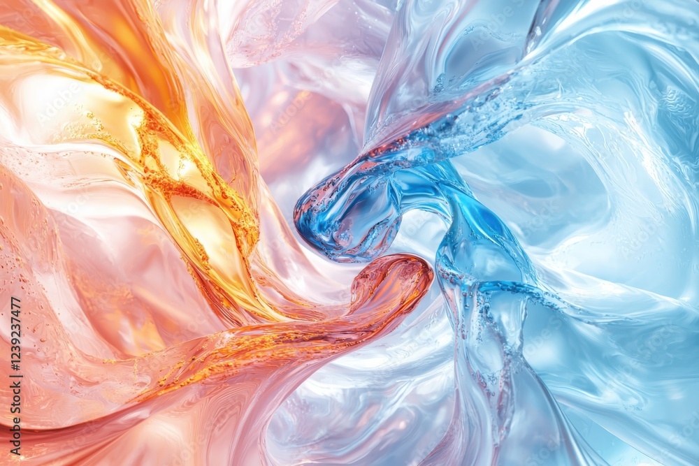 Poster liquid forms swirling together in a colorful dance abstract space visual art digital environment clo