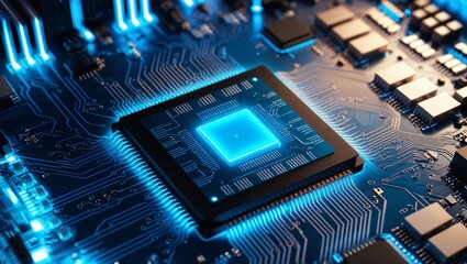 Fototapeta premium Advanced Microchip on a Circuit Board