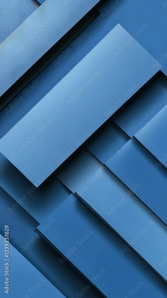 Poster blue 3d geometric abstract background forms interlocking, generating dynamic abstract pattern with m