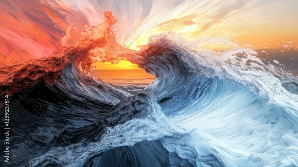 Poster flowing color waves create an immersive digital landscape experience abstract canvas virtual environ