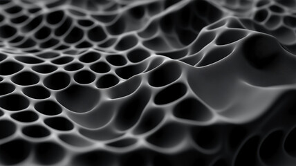 Abstract black surface with wavy hexagonal patterns