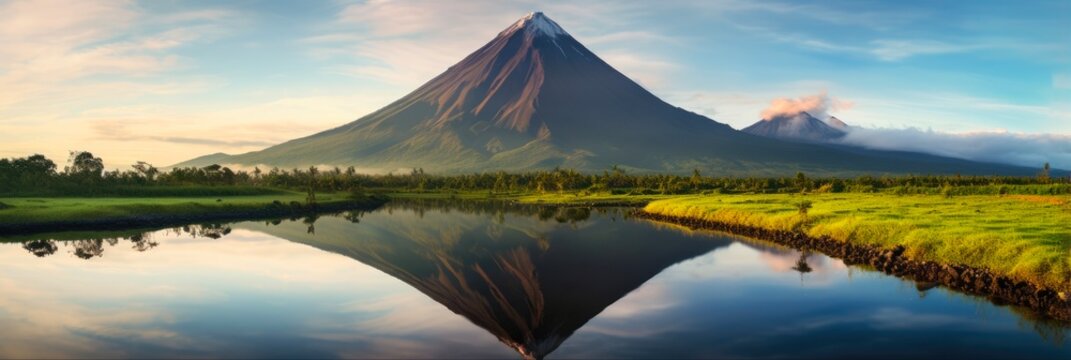 Symmetric Beauty of Mayon Volcano: Landmark in Asia for Travel and Adventure