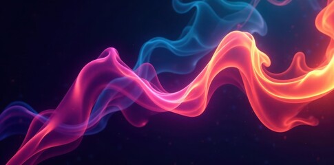 Obraz premium Swirling smoke, illuminated by vibrant lights, against a deep black backdrop , art, visual