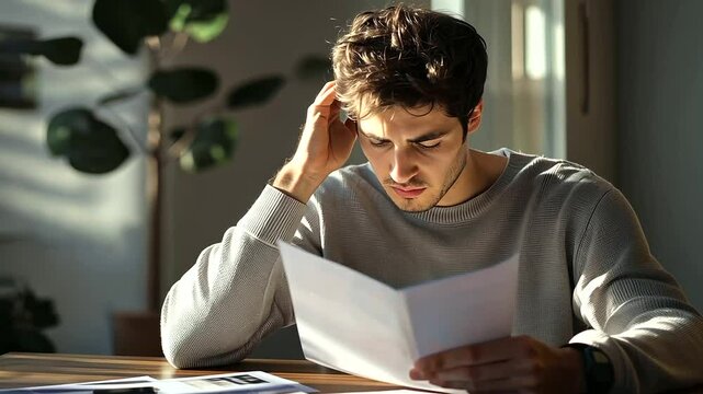 Confused Foreign Worker Reviewing Employment Contract