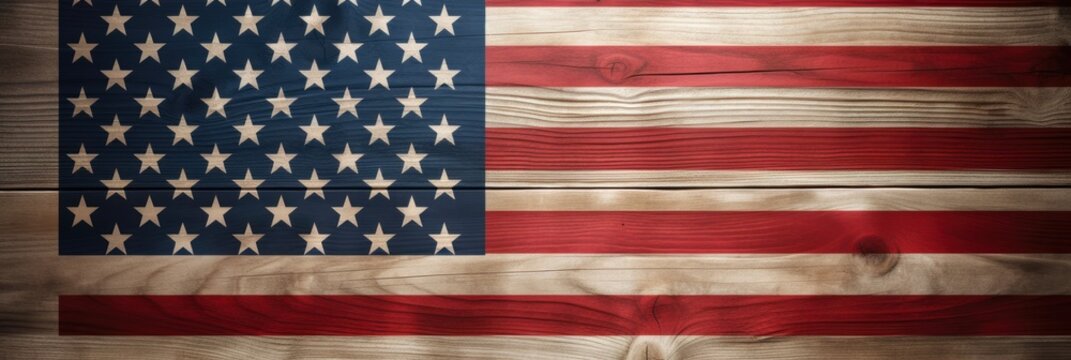 Thank You Patriotic United States Flag on Wooden Background, Perfect for Celebrating Veterans, Independence and American Patriotism