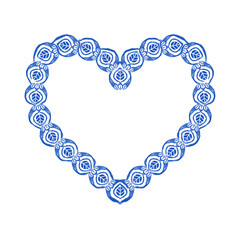 Heart shape pattern frame hand drawn leaves design. for decoration, wallpaper, background, invitation card, fabric, tile. heart border.