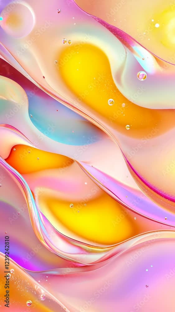 Poster soft pastel geometric purple shapes interweaving, generating dynamic abstract design with layered de
