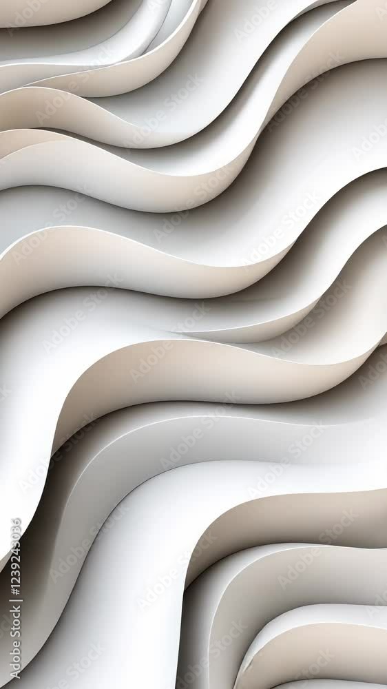Poster smooth white geometric waves flowing and creating an elegant, abstract pattern, ideal for background