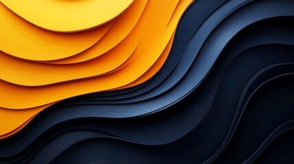 Abstract Wave Pattern with Yellow and Dark Blue Layers