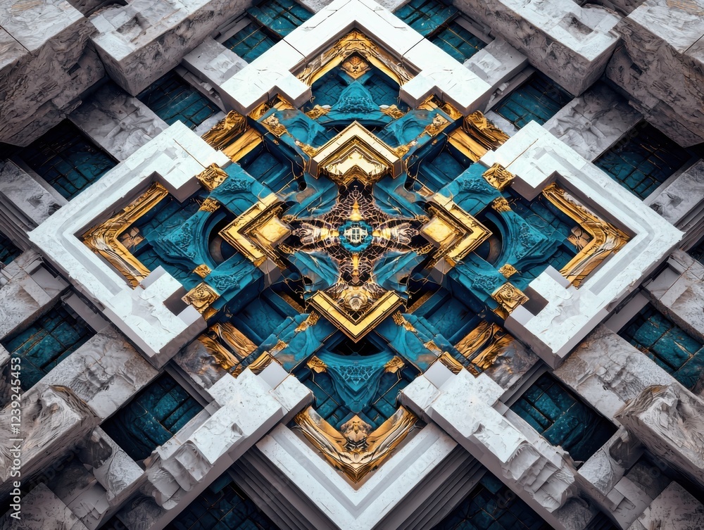 Poster Captivating fractal patterns digital realm gigapixel visualization vibrant environment close-up perspective symmetrical concept