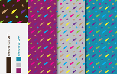 Obraz premium Colorful Seamless textile cloth pattern collection vector illustration 