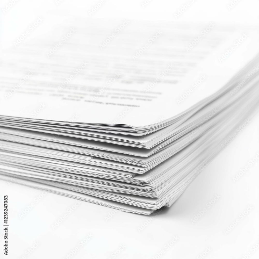 Poster Stacked Papers on a Clean Surface with a Minimalistic Background