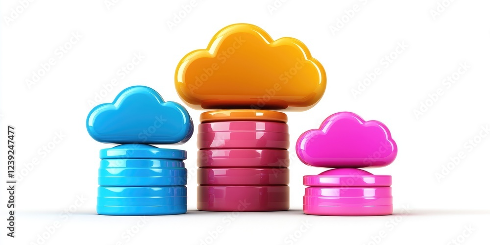 Poster abstract image illustrating the efficiency of cloud computing for data management with vibrant color