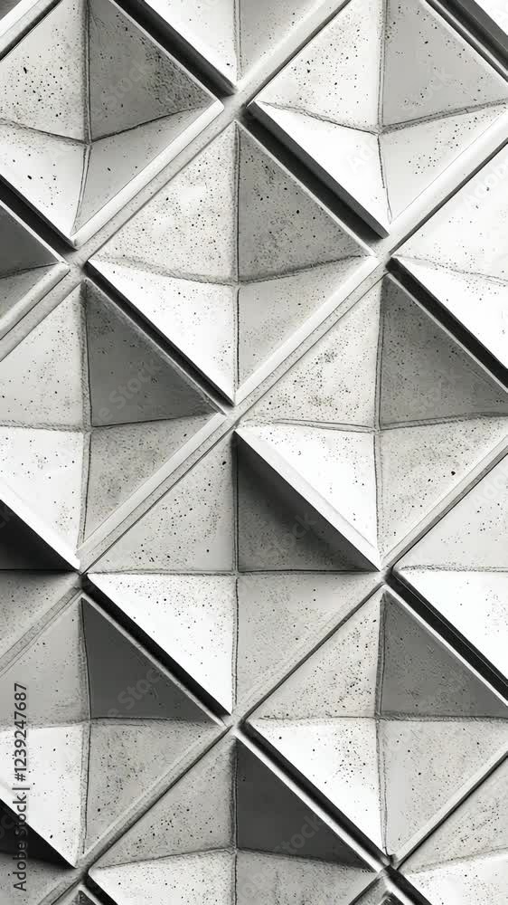 Aufkleber close up of a white background concrete geometric wall displaying a repetitive triangle relief patte