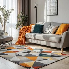 Cozy Living Room with Modern Furniture and Bright Accents