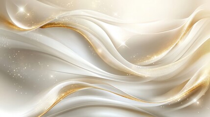 Obraz premium Abstract Gold and White Waves Background