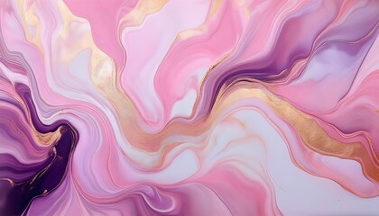 Obraz premium Marble abstract background with flowing ink patterns in pastel pink, soft gold, and lavender paint. Marbleized pastel wallpaper
