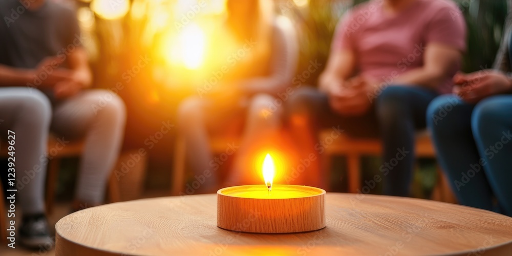 Poster a warm and inviting mental health support group circle with cozy chairs and soft lighting