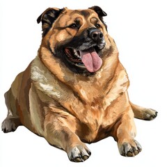 Obraz premium Happy Large Dog Sitting Relaxed with Tongue Out in Sunshine