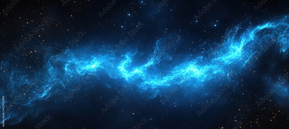 Aufkleber ethereal blue cosmic nebula in deep space with stars and dynamic colors creating a mysterious galaxy