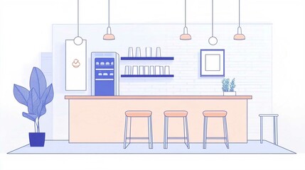 Fototapeta premium Stylish Interior Room Design Vector Illustration with Furniture and Decor Elements