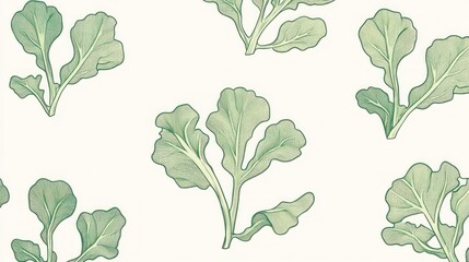 Green leafy plants pattern, nature design, white background, botanical illustration, website decor