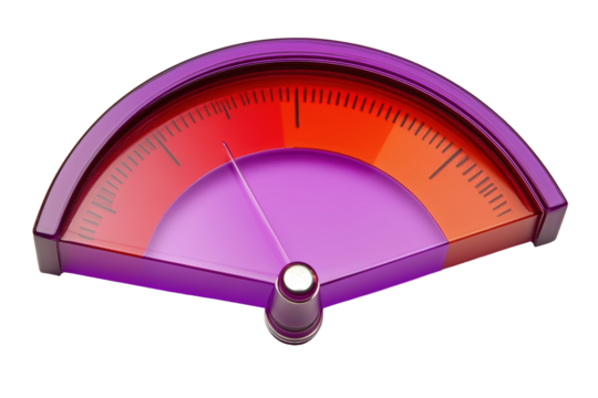 Isolated Transparent Speedometer with Red to Purple Gradient