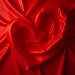 Naklejka premium RED SILK FABRIC Heart-Shaped BACKGROUND 