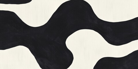 Obraz premium Abstract Black And White Cow Print Pattern, Flowing Design Elements, Elegant Minimalism, Modern Art