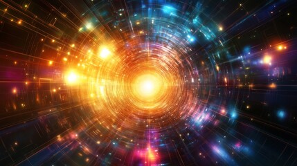 Vibrant Cosmic Tunnel Abstract Space Background